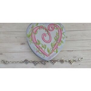 Brighton Bracelet Geneva Heart Silver Retired 8" with original tin